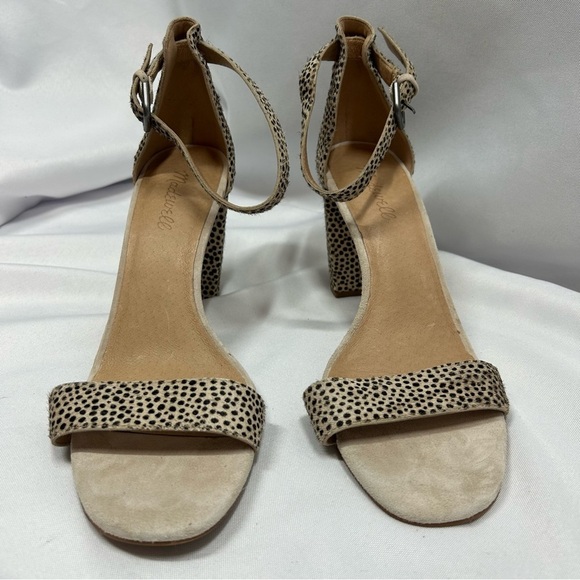 Madewell | Brooke Ankle Strap Sandal Heels Calf Hair Cheetah Women’s Size 9.5 - Picture 4 of 12